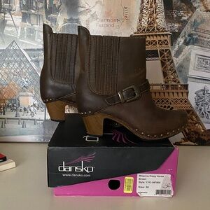 Dansko Rhianna Crazy Horse Leather Booties Stud/Buckle Women's EU 38 US 7.5-8